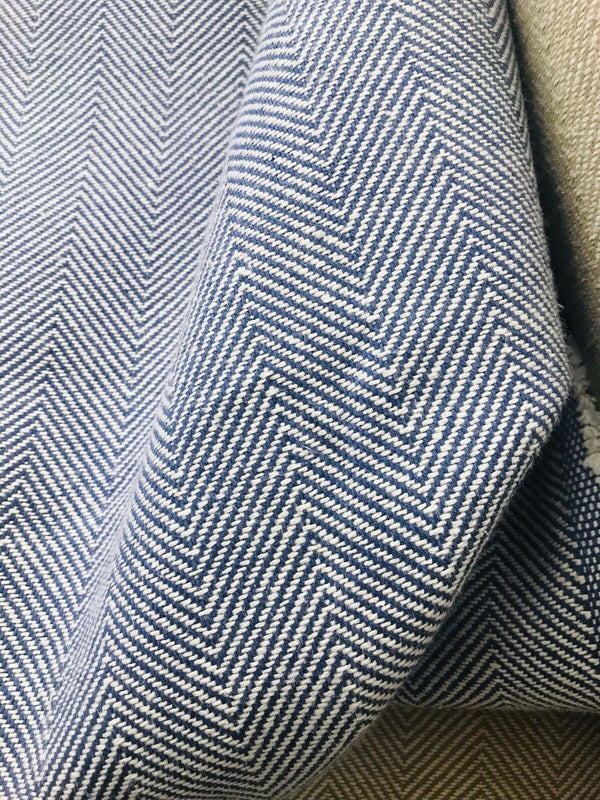NEW Countess Cora Novelty Designer Herringbone Chevron Upholstery & Drapery Tweed Fabric - Blue - Fancy Styles Fabric Pierre Frey Lee Jofa Brunschwig & Fils