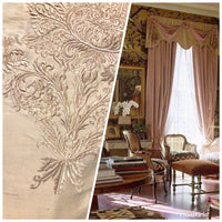 NEW Novelty Pink Embroidered 100% Silk Taffeta Fabric Antique Pink - Fancy Styles Fabric Boutique