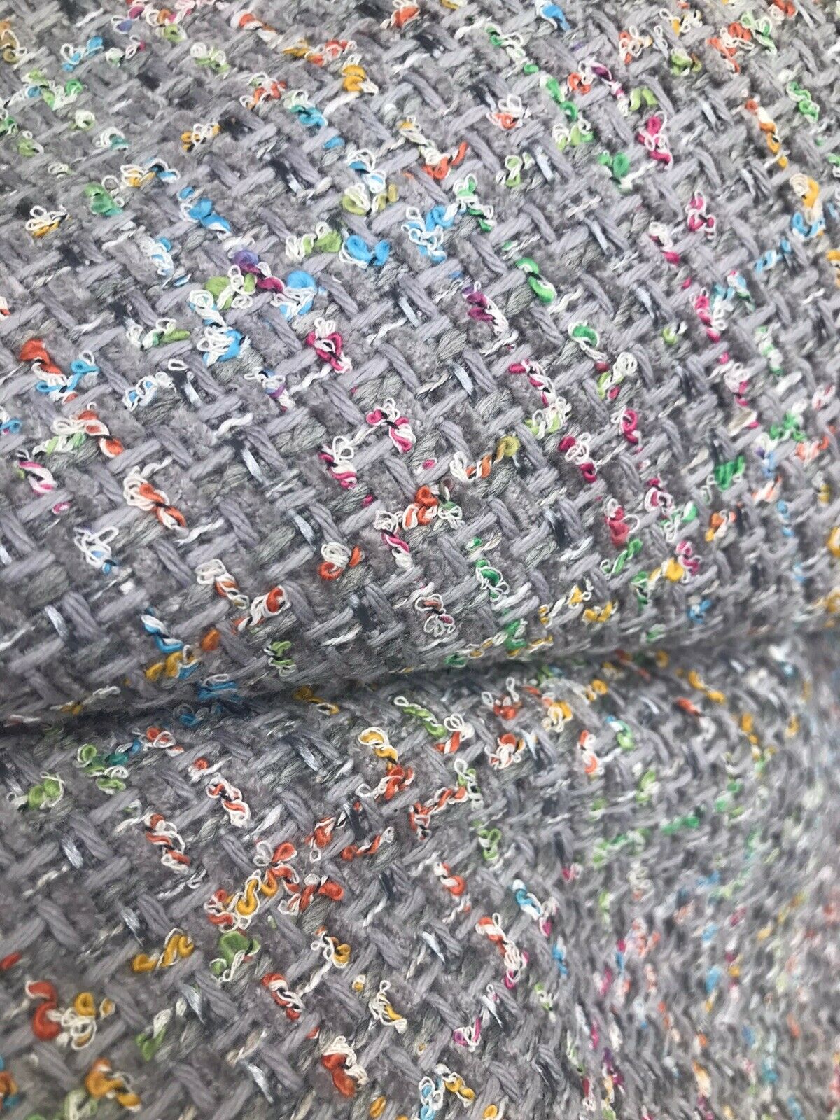NEW Designer Nubby Upholstery Heavyweight Tweed Fabric- Gray & Multicolor BTY - Fancy Styles Fabric Pierre Frey Lee Jofa Brunschwig & Fils
