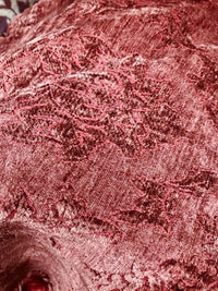 SALE! Designer Velvet Chenille Burnout Fabric - Antique Raspberry Red - Fancy Styles Fabric Boutique