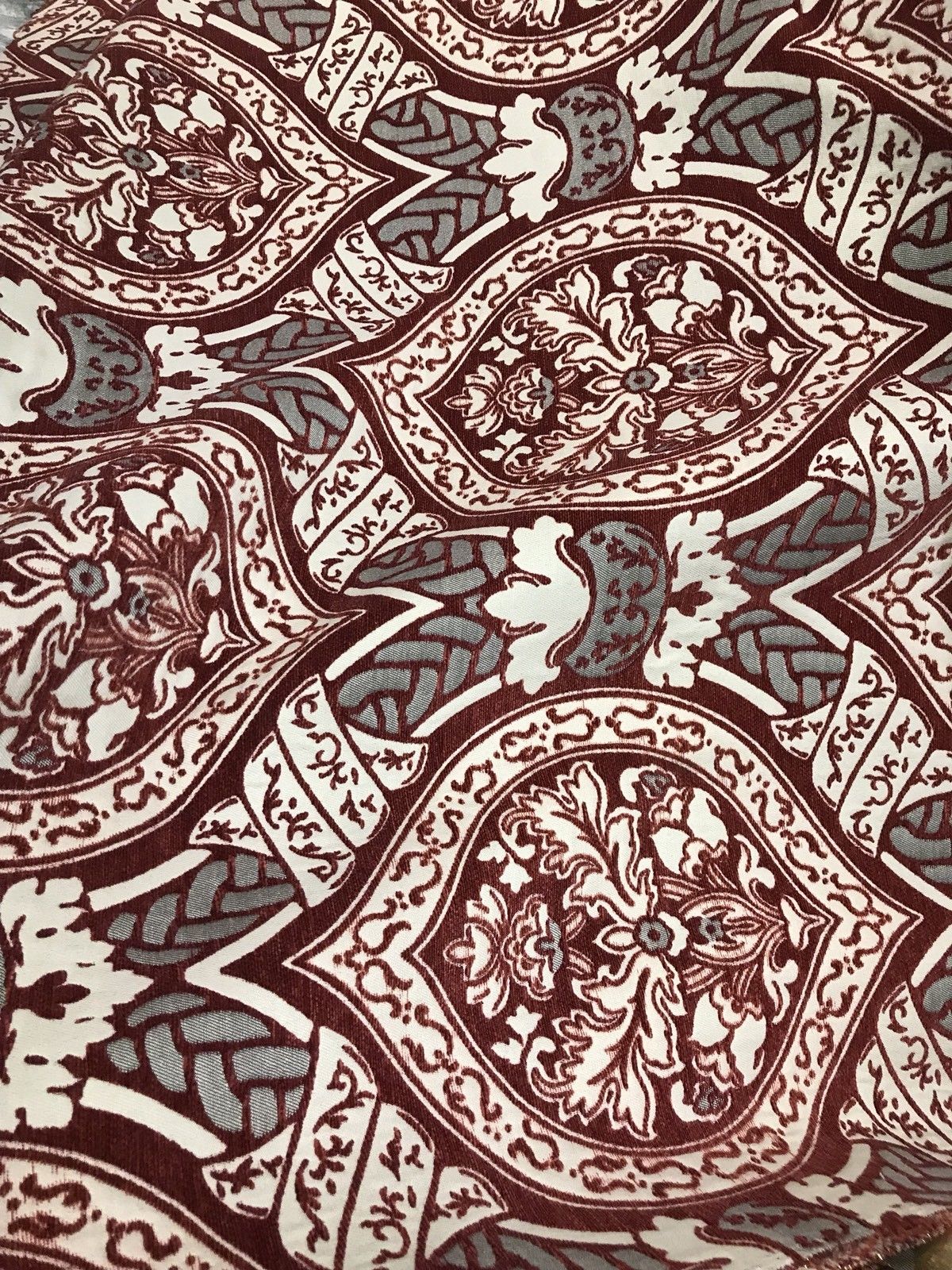 NEW SALE! Double Sided Burnout Chenille Velvet Fabric- Red Upholstery Damask - Fancy Styles Fabric Boutique