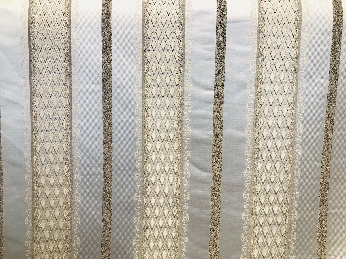 Lady Jennifer Italian Brocade Striped Satin Fabric -Ivory Gold Upholstery Neoclassical - Fancy Styles Fabric Pierre Frey Lee Jofa Brunschwig & Fils