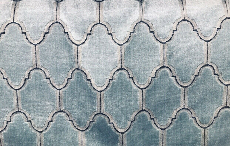 NEW! Novelty Italian Burnout Geometric Velvet Fabric - Upholstery- French Light Blue - Fancy Styles Fabric Pierre Frey Lee Jofa Brunschwig & Fils
