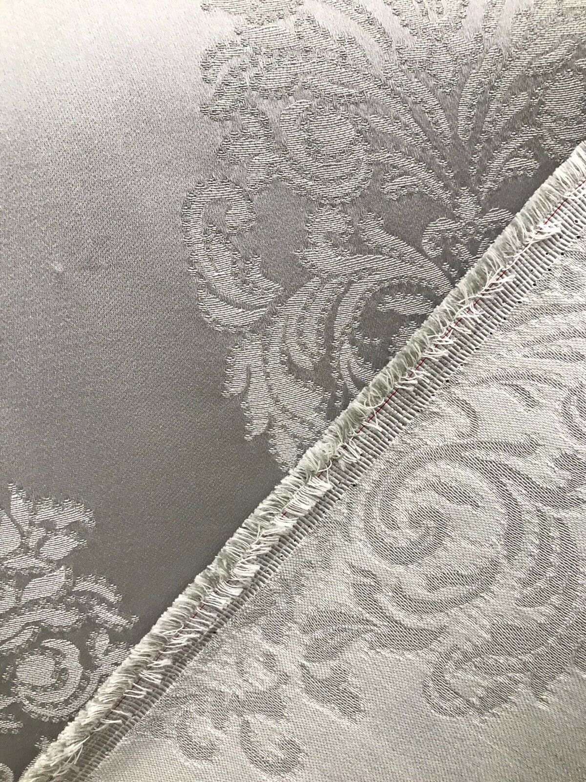 NEW Lady Alison Designer Satin Damask Brocade Upholstery Drapery Fabric - Gray - Fancy Styles Fabric Pierre Frey Lee Jofa Brunschwig & Fils