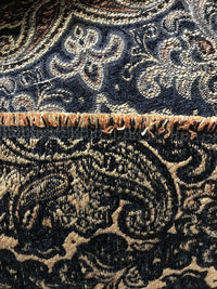 SALE! Lord Logan Designer Velvet Chenille Burnout Damask Brocade Fabric - Black Gold BTY - Fancy Styles Fabric Pierre Frey Lee Jofa Brunschwig & Fils
