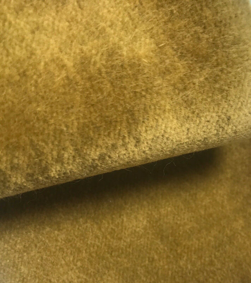 NEW Designer Soft Velvet Upholstery Fabric - Chartreuse Dirty Yellow By The Yard - Fancy Styles Fabric Pierre Frey Lee Jofa Brunschwig & Fils