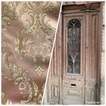 110” Wide- SALE! Prince Lucas Designer Brocade Jacquard Fabric- Antique Pink Gold- Damask - Fancy Styles Fabric Pierre Frey Lee Jofa Brunschwig & Fils