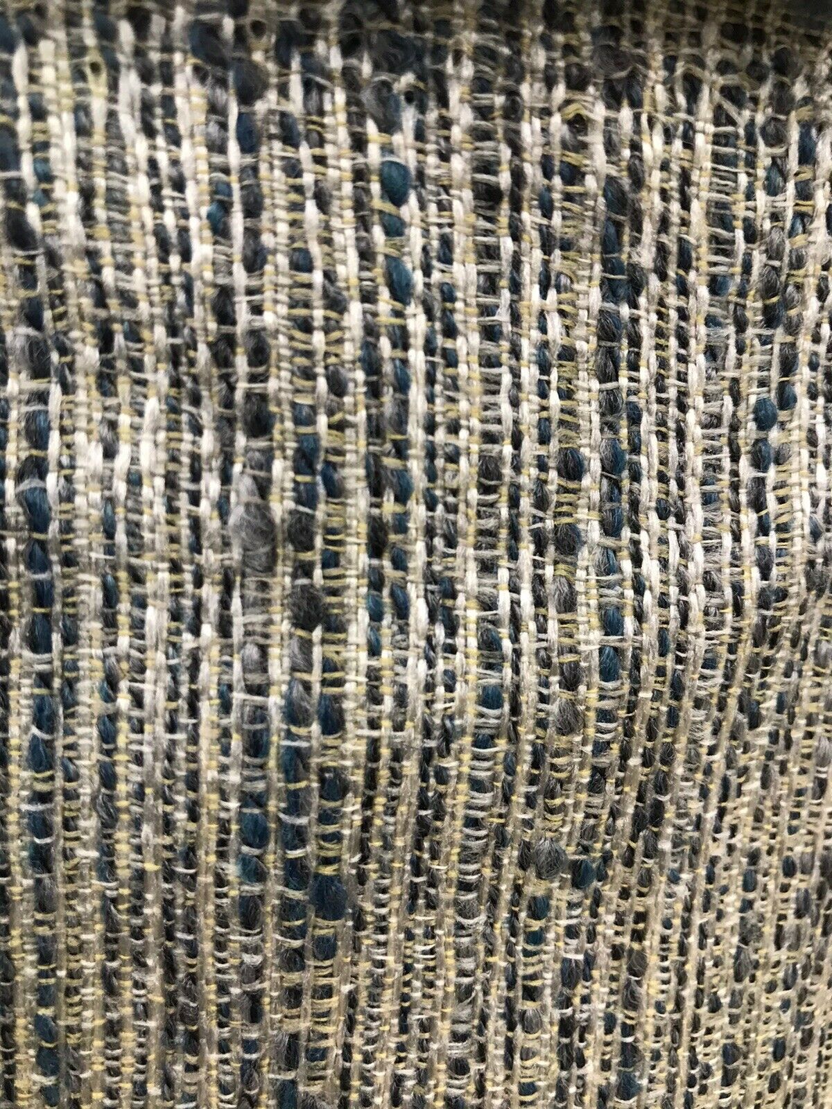 NEW Designer Upholstery Heavyweight Nubby Tweed Fabric- Navy Blue Gray Natural - Fancy Styles Fabric Pierre Frey Lee Jofa Brunschwig & Fils