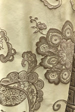 SALE! Designer Brocade Satin Fabric- Antique Taupe On Pale Yellow - Upholstery - Fancy Styles Fabric Pierre Frey Lee Jofa Brunschwig & Fils