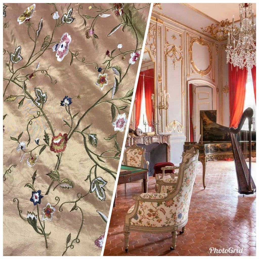 Designer 100% Silk Taffeta Interior Design Fabric - Rose Gold Iridescent - Fancy Styles Fabric Pierre Frey Lee Jofa Brunschwig & Fils