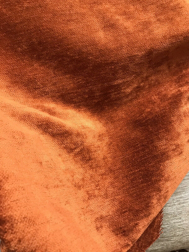 NEW Designer Burnt Orange Chenille Velvet Upholstery Fabric- BTY - Fancy Styles Fabric Pierre Frey Lee Jofa Brunschwig & Fils