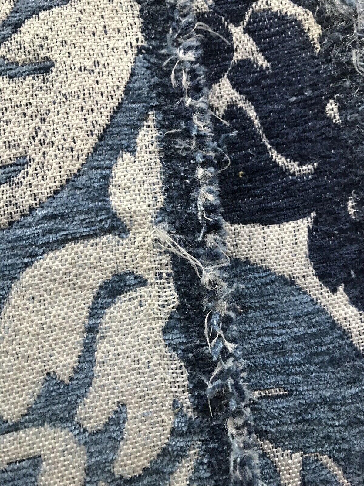 NEW Sir Arthur Double Sided Burnout Chenille Velvet Fabric- Blue Ivory Upholstery Damask - Fancy Styles Fabric Pierre Frey Lee Jofa Brunschwig & Fils