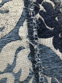 NEW Sir Arthur Double Sided Burnout Chenille Velvet Fabric- Blue Ivory Upholstery Damask - Fancy Styles Fabric Pierre Frey Lee Jofa Brunschwig & Fils