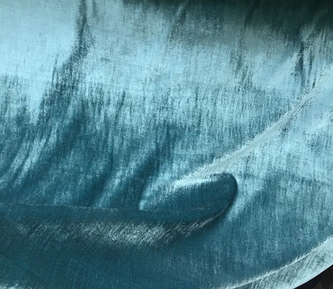 NEW! Designer Lined Silk Rayon Drapery Velvet Fabric By the yard- Turquoise - Fancy Styles Fabric Pierre Frey Lee Jofa Brunschwig & Fils