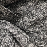 NEW Stretch Knit Sweater Fabric Imported Italian Rayon Black White Melange - Fancy Styles Fabric Boutique