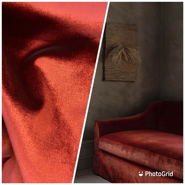 NEW Designer Made In Belgium Upholstery Velvet Fabric- Rust Red - Fancy Styles Fabric Pierre Frey Lee Jofa Brunschwig & Fils