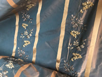 SALE! Designer 100% Silk Taffeta Embroidery Fabric Teal & Peach Iridescent - Fancy Styles Fabric Boutique
