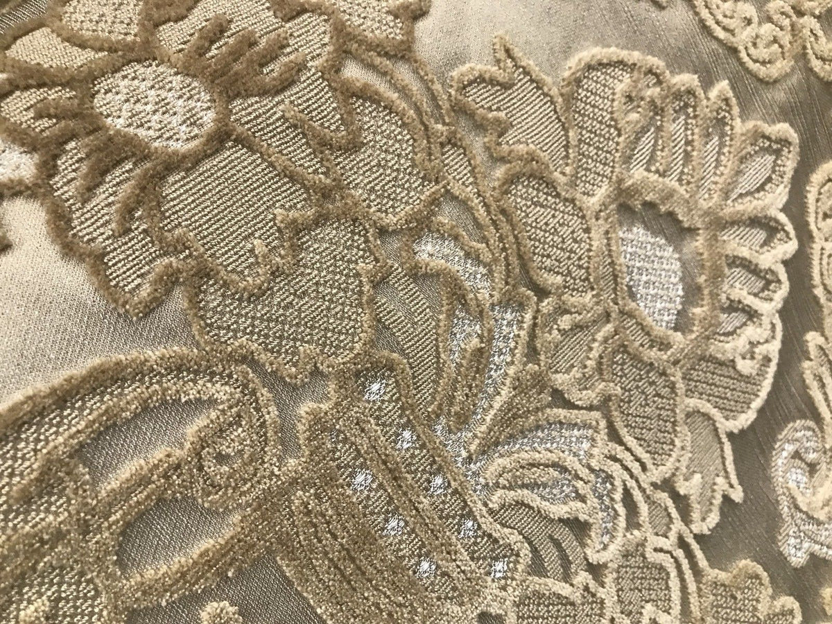 NEW! Made In Belgium Brocade Chenille Velvet Fabric- Honey Damask- Upholstery - Fancy Styles Fabric Boutique