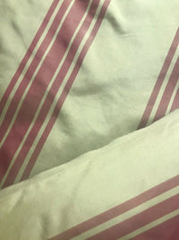 NEW Princess Vanessa Designer 100% Silk Taffeta Dupioni Stripes Fabric - Faded Green/Red 55” Wide - Fancy Styles Fabric Pierre Frey Lee Jofa Brunschwig & Fils