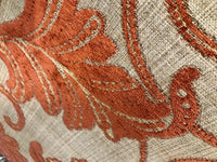 SWATCH 4” X 7” - Burnout Velvet Floral Upholstery Fabric- Burnt Orange Rust Red - Fancy Styles Fabric Pierre Frey Lee Jofa Brunschwig & Fils