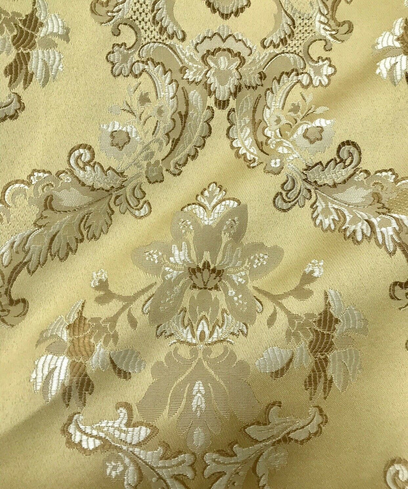 NEW 110” Wide- SALE! Prince Lucas Designer Brocade Jacquard Fabric- Mustard Yellow Gold- Damask - Fancy Styles Fabric Pierre Frey Lee Jofa Brunschwig & Fils