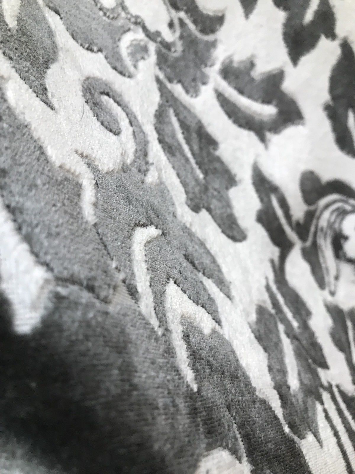SWATCH Burnout Velvet Upholstery Fabric Floral Charcoal (almost Black) & White - Fancy Styles Fabric Boutique