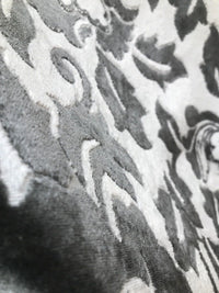 SWATCH Burnout Velvet Upholstery Fabric Floral Charcoal (almost Black) & White - Fancy Styles Fabric Boutique