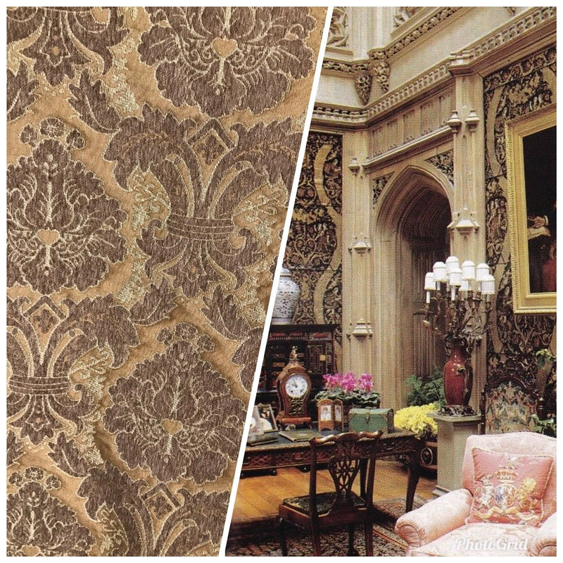 SALE! Designer Velvet Chenille Burnout Fabric - Antique Taupe Brown - Fancy Styles Fabric Pierre Frey Lee Jofa Brunschwig & Fils