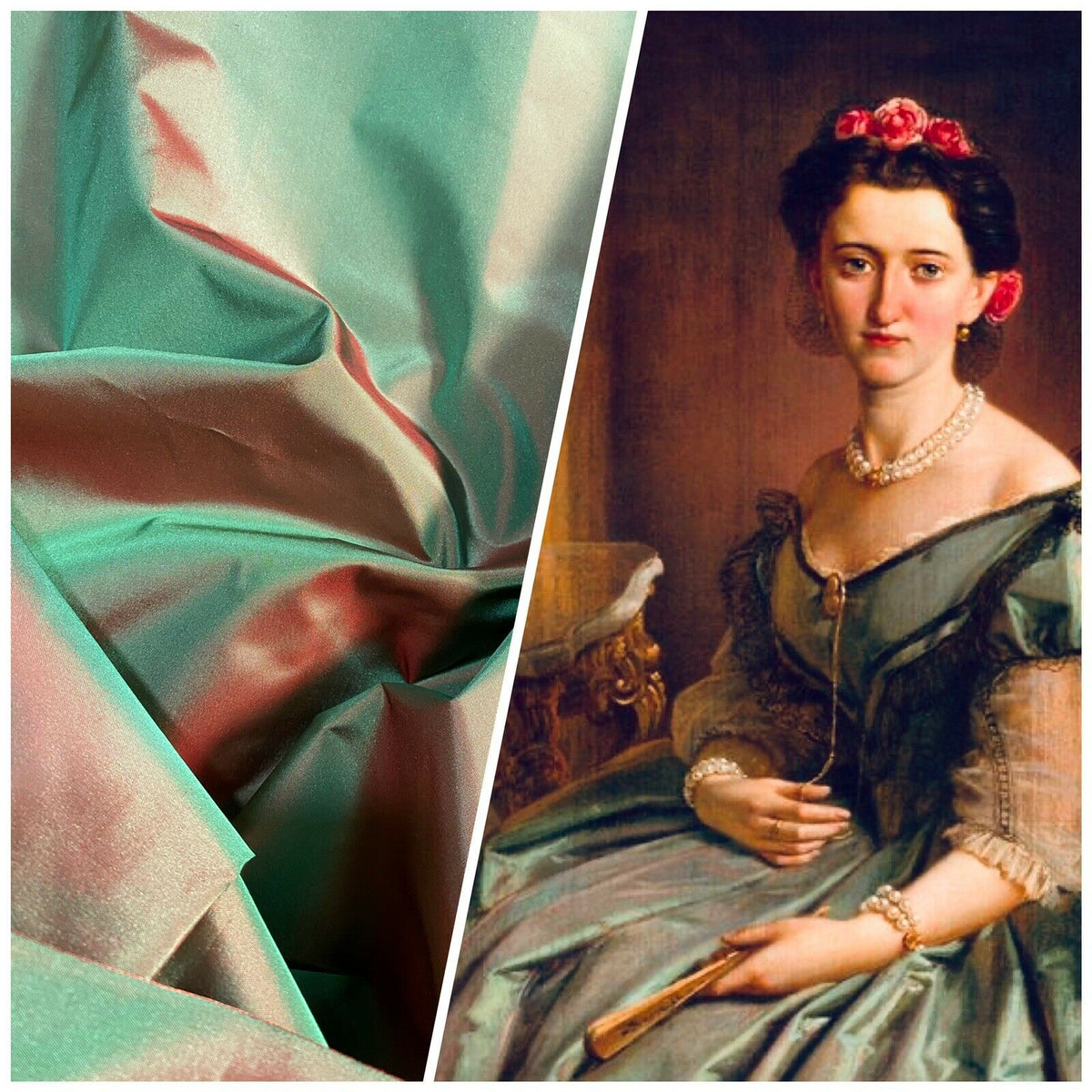 Lady Lisa Designer 100% Silk Taffeta Fabric - Electric Green with Cinnamon Red Iridescence - Fancy Styles Fabric Pierre Frey Lee Jofa Brunschwig & Fils