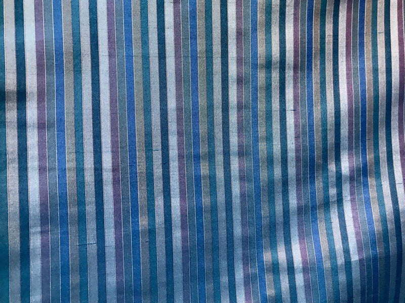 NEW 100% Silk Taffeta Fabric Blue Multicolor Stripes - Fancy Styles Fabric Pierre Frey Lee Jofa Brunschwig & Fils