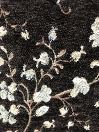 NEW Small Floral Velvet Chenille Upholstery Fabric - Brown Aqua Beige - Fancy Styles Fabric Pierre Frey Lee Jofa Brunschwig & Fils