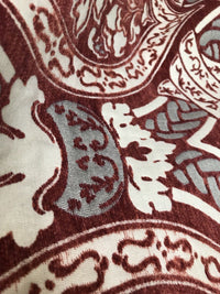 NEW SALE! Double Sided Burnout Chenille Velvet Fabric- Red Upholstery Damask - Fancy Styles Fabric Boutique