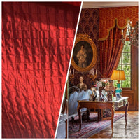 DEAL! Lady Celestine 100% Silk Taffeta Embroidered Quilted Diamond Double Layer Fabric- Red - Fancy Styles Fabric Pierre Frey Lee Jofa Brunschwig & Fils