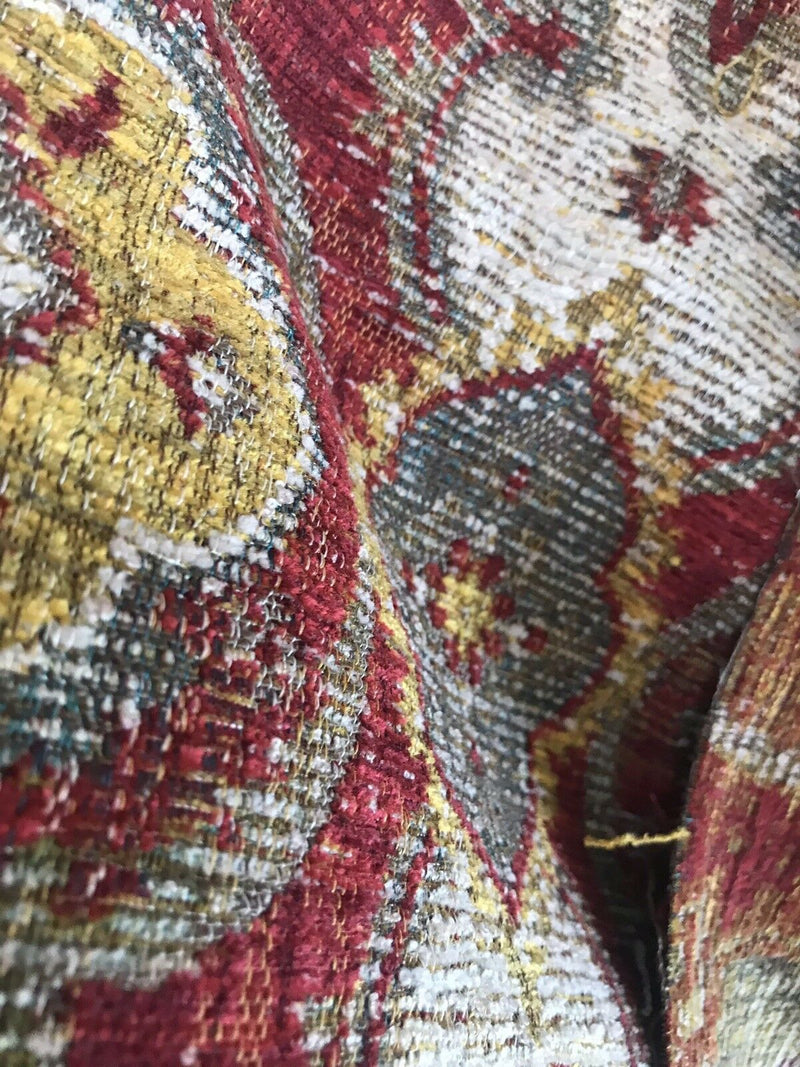 NEW Double Sided Kilim Rug Inspired Upholstery Fabric Sold By The Yard- Red - Fancy Styles Fabric Pierre Frey Lee Jofa Brunschwig & Fils