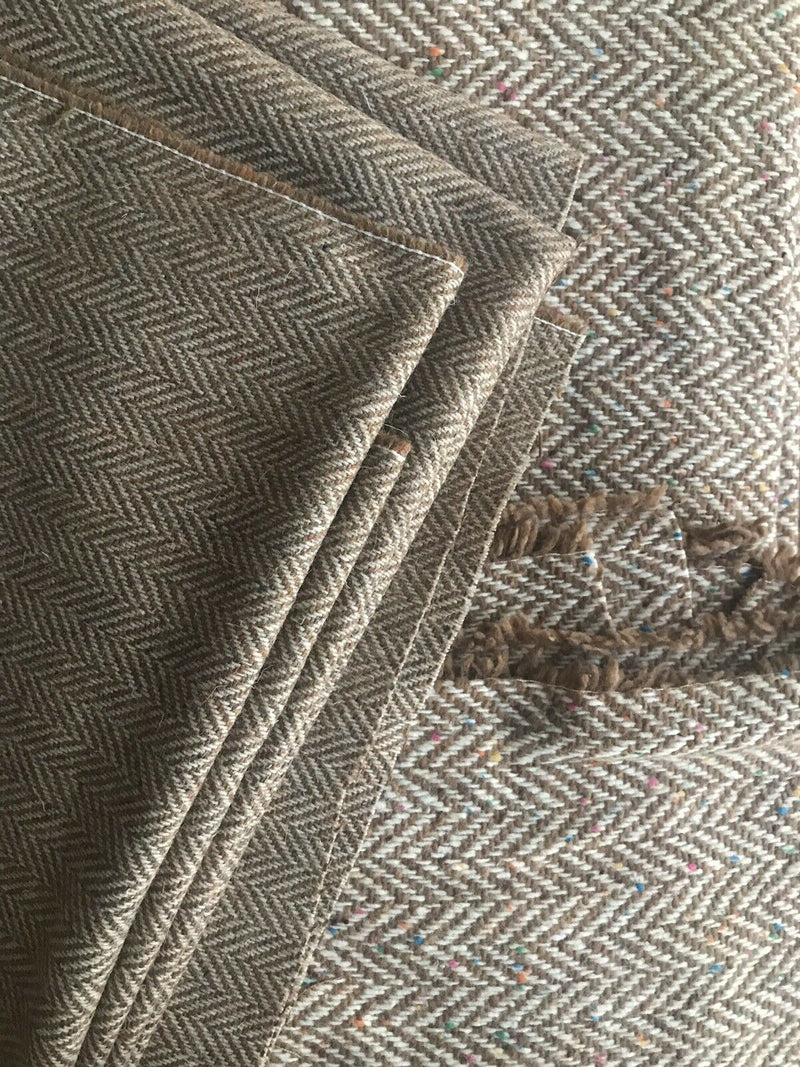 Lady Paige Novelty Designer Wool Oversized Herringbone Chevron Pattern Tweed Fabric - Camel - Fancy Styles Fabric Pierre Frey Lee Jofa Brunschwig & Fils
