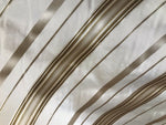NEW! Lady Grace 100% Silk Taffeta Dupioni Ivory Cream Fabric Bronze & Gold Stripes - Fancy Styles Fabric Pierre Frey Lee Jofa Brunschwig & Fils