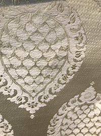 SWATCH Brocade Satin Fabric- Antique Cream And Gold Damask Decorating - Fancy Styles Fabric Pierre Frey Lee Jofa Brunschwig & Fils