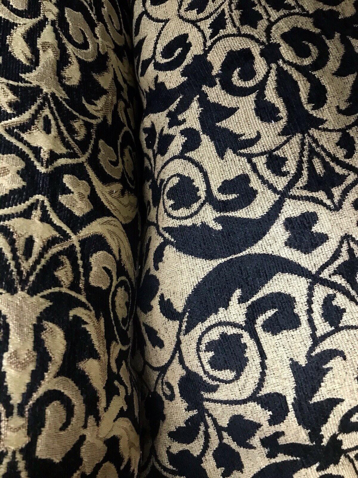 NEW SALE! Velvet Chenille Burnout Upholstery Drapery Fabric -Black & Gold Floral - Fancy Styles Fabric Pierre Frey Lee Jofa Brunschwig & Fils