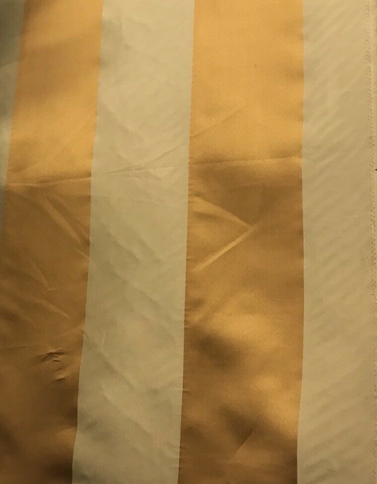 60” Wide- Designer Satin Drapery Fabric - 6” Gold And Beige Stripes - Fancy Styles Fabric Pierre Frey Lee Jofa Brunschwig & Fils