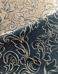 Designer Floral Burnout Chenille Velvet Fabric - Teal & Taupe - Fancy Styles Fabric Pierre Frey Lee Jofa