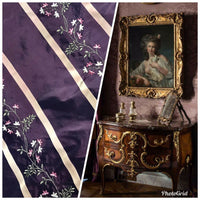 SALE! Princess Harriet Designer 100% Silk Taffeta Embroidery Fabric Purple 55” Wide - Fancy Styles Fabric Pierre Frey Lee Jofa Brunschwig & Fils
