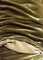 Close-Out Designer Runway Silk Rayon Velvet - Antique Olive Green - Fancy Styles Fabric Pierre Frey Lee Jofa