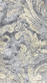 NEW! Burnout Antique Inspired Velvet Fabric Silver Lavender-Gray And Gold - Fancy Styles Fabric Pierre Frey Lee Jofa Brunschwig & Fils