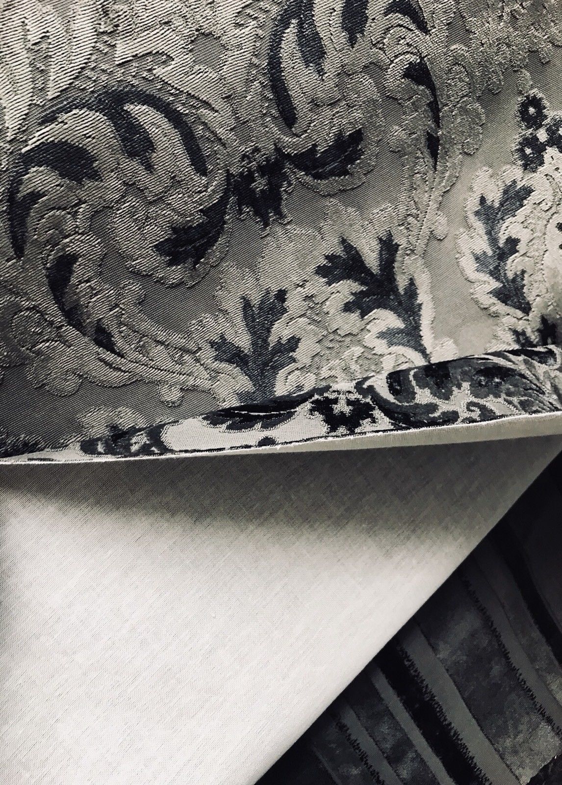 SALE! Antique Inspired Burnout Velvet Damask Fabric - Upholstery Gray Brocade - Fancy Styles Fabric Boutique