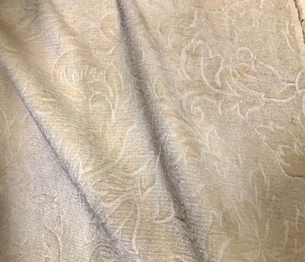 SWATCH Designer Floral Burnout Chenille Velvet Fabric - Brocade- Cream - Fancy Styles Fabric Pierre Frey Lee Jofa Brunschwig & Fils