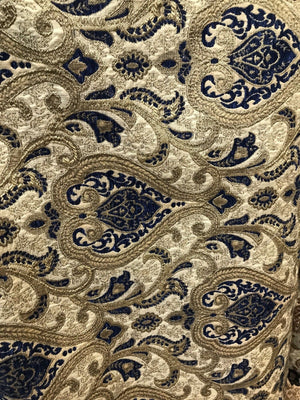 NEW! Antique Inspired French Brocade Chenille Velvet Fabric- Blue Upholstery - Fancy Styles Fabric Pierre Frey Lee Jofa Brunschwig & Fils
