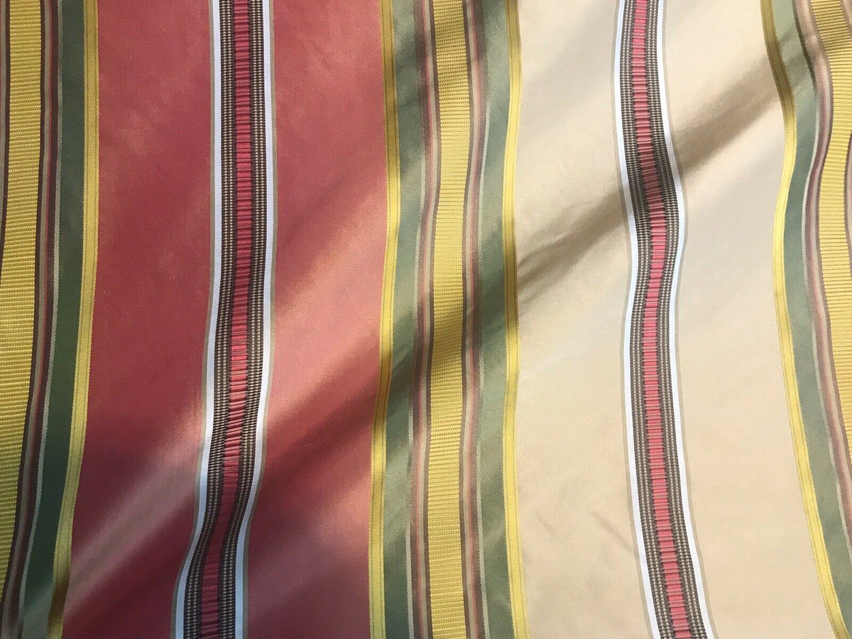 NEW Lady Antonia Designer 100% Silk Taffeta Dupioni Ribbon Stripes Fabric - Multicolor - Fancy Styles Fabric Pierre Frey Lee Jofa Brunschwig & Fils