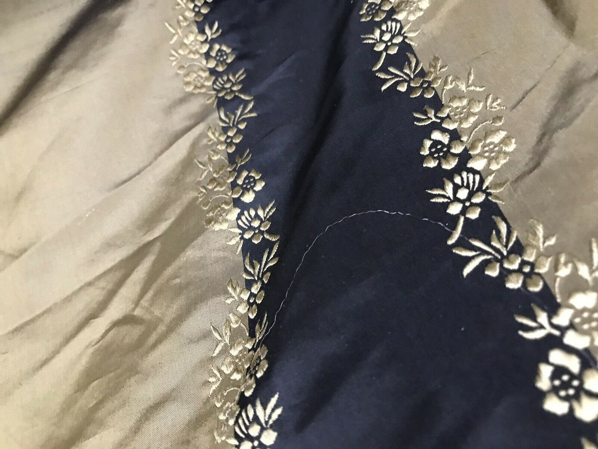 NEW! Lady Kristen 100% Silk Taffeta Embroidered Stripe Floral Fabric- Khaki Black Gold - Fancy Styles Fabric Pierre Frey Lee Jofa Brunschwig & Fils