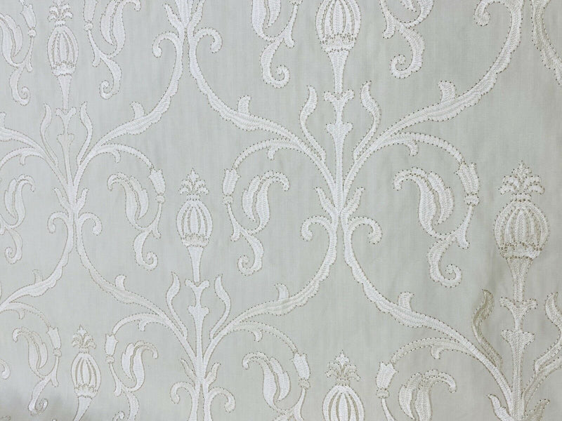 NEW! Princess Eleanor Novelty 100% Cotton Fabric Floral Damask Embroidery- White On White - Fancy Styles Fabric Pierre Frey Lee Jofa Brunschwig & Fils