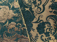 NEW Lady Emile Designer Damask Burnout Chenille Velvet Fabric - Green & Metallic Gold BTY - Fancy Styles Fabric Pierre Frey Lee Jofa Brunschwig & Fils